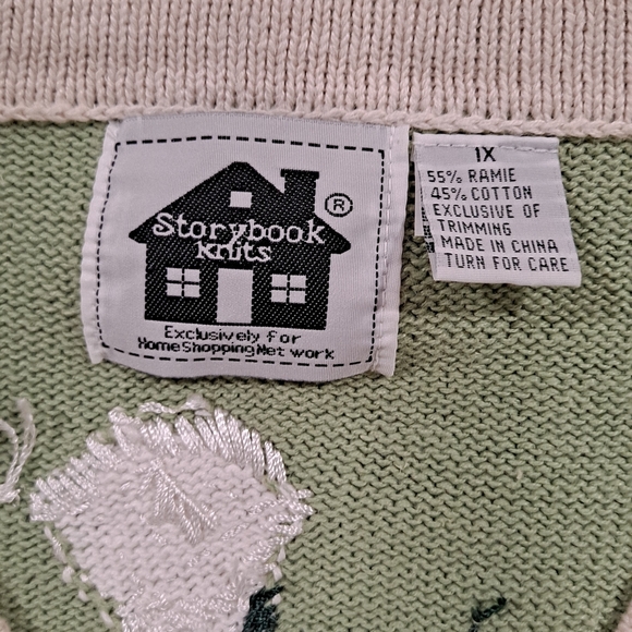 Storybook Knits Green, Blue & Tan Dog Motif Cardigan - Picture 3 of 3